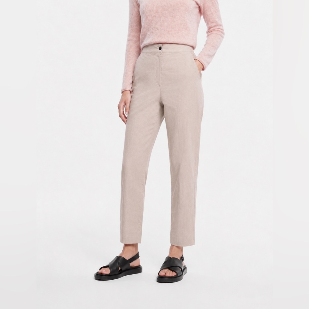 SARAH PACINI - High Rise Pale Pink Linen Blend Minimalist Trousers